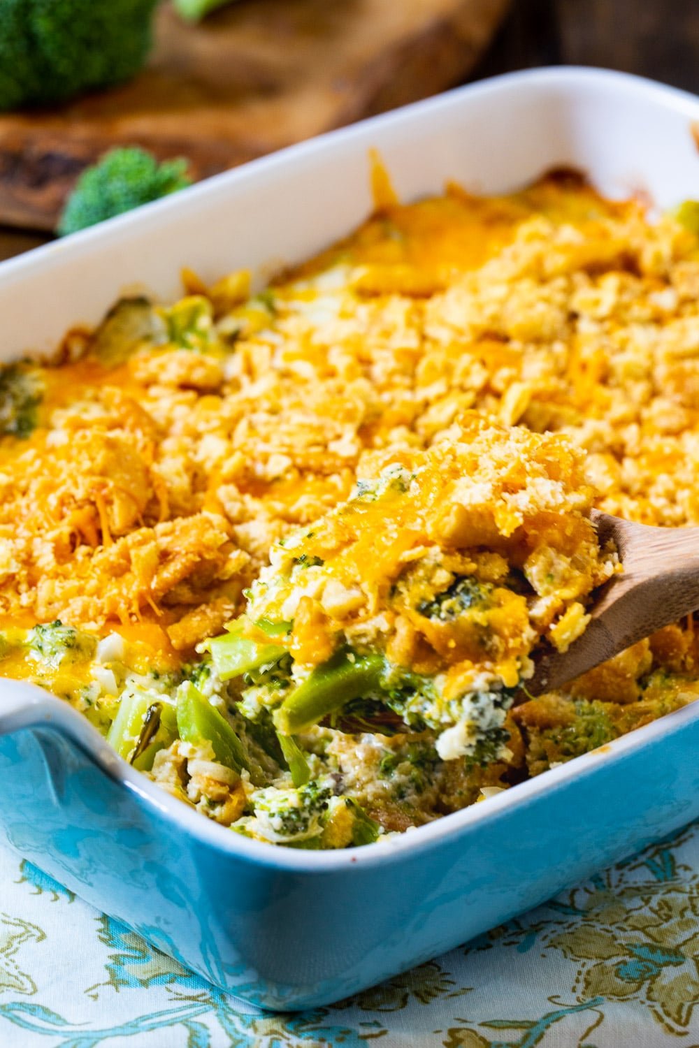 Southern Broccoli Casserole in a baking dish.