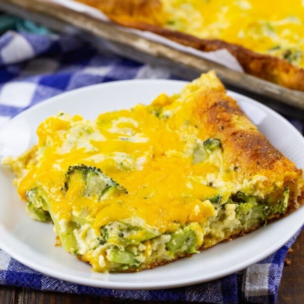 Broccoli Crescent Square on a small plate.