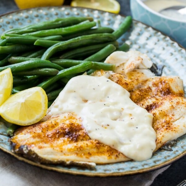 Broiled Flounder with Lemon Cream Sauce