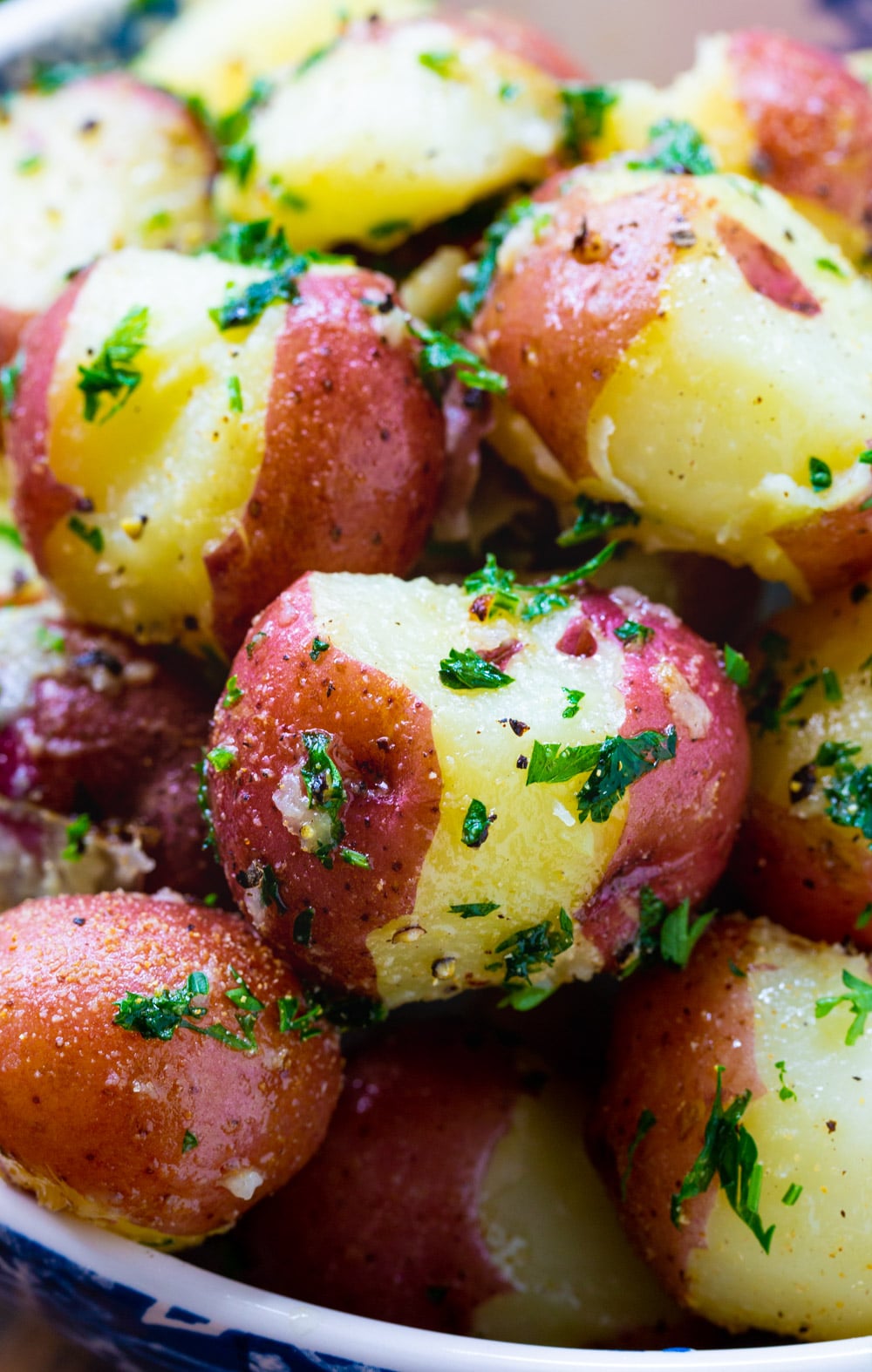 Close-up of Butter Parsley Potatoes.