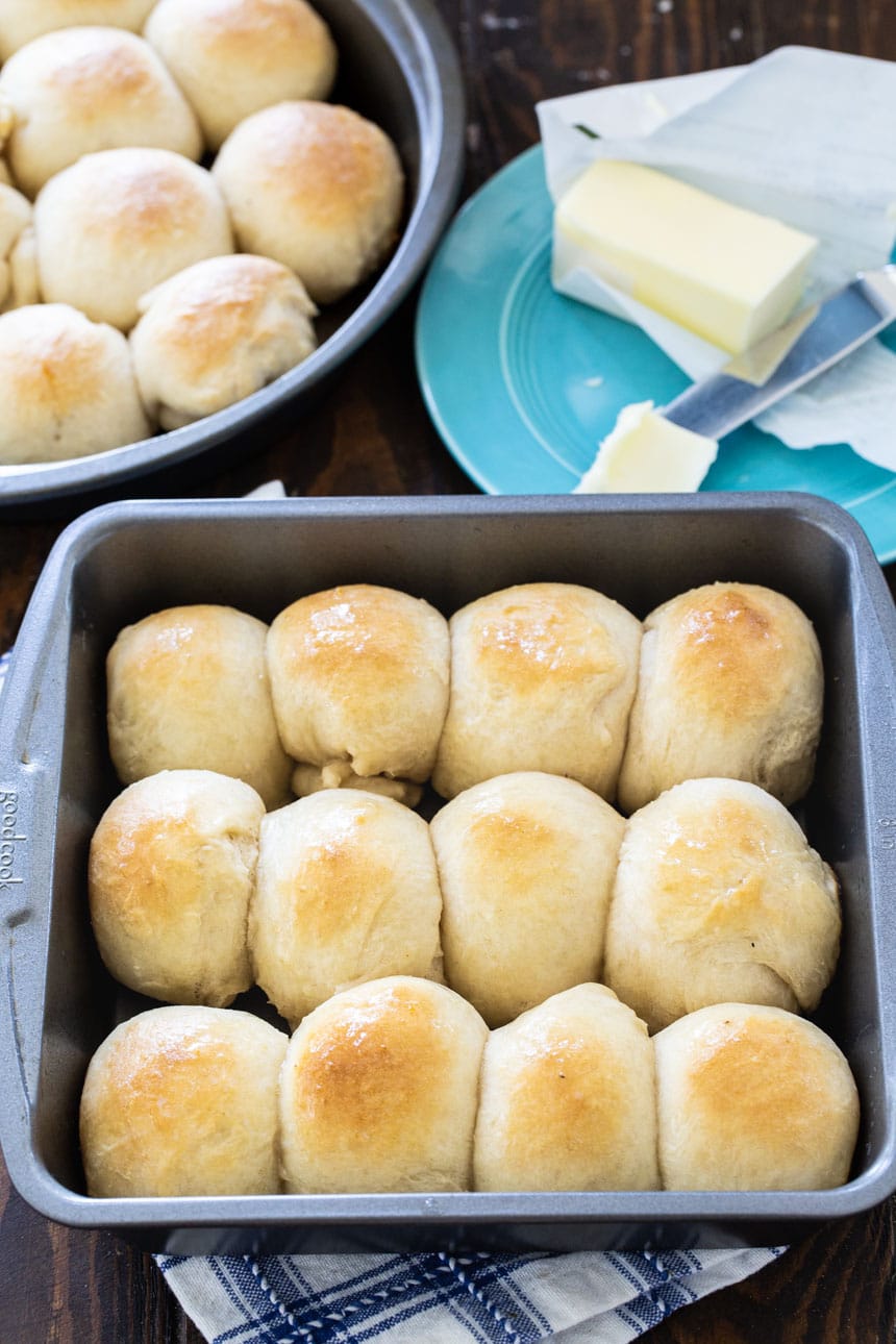 square baking pan with Buttery Pan Rolls