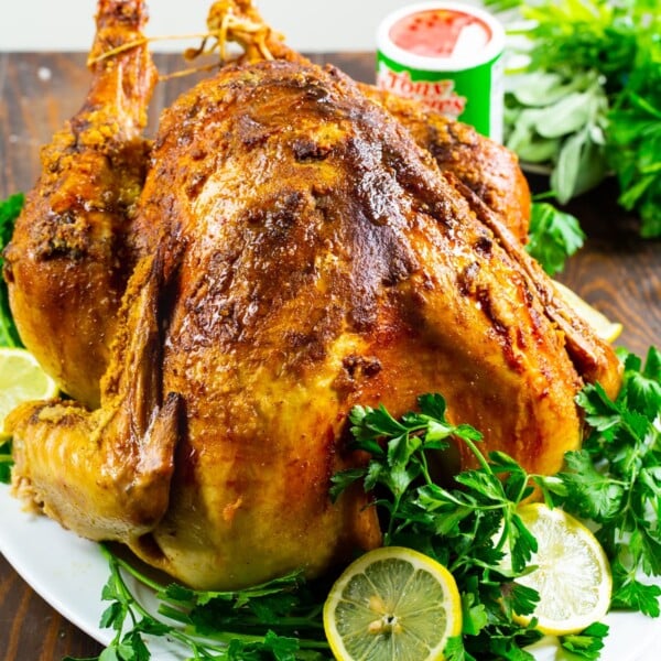 Cajun roast turkey with garnishes