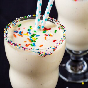 Cake Batter Milkshakes in 2 glasses.