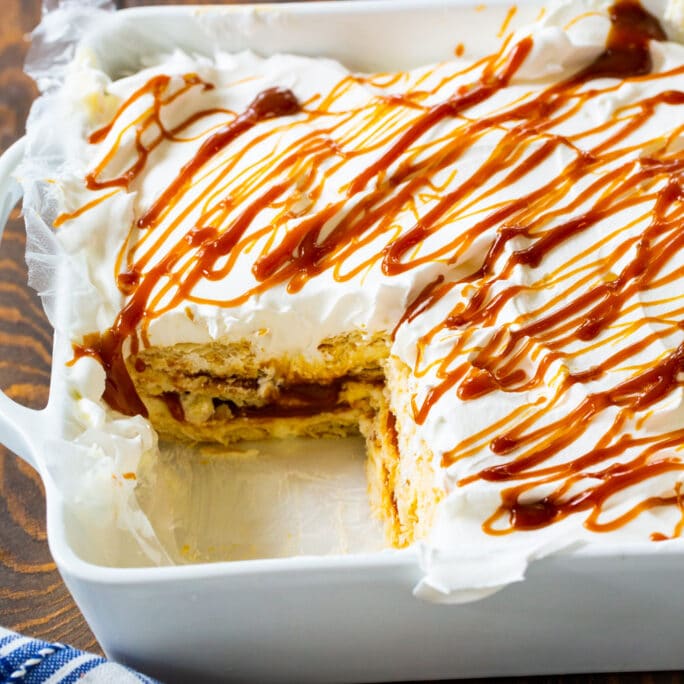 Caramel Ritz Cracker Icebox Dessert - Spicy Southern Kitchen