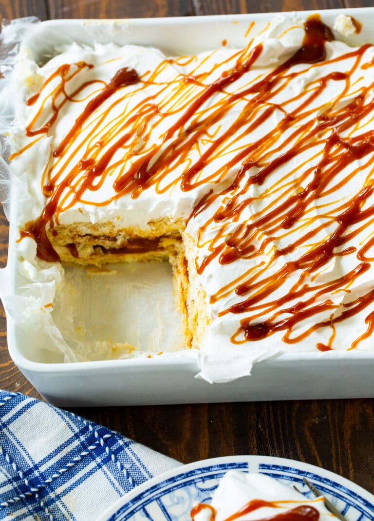 Caramel Ritz Cracker Icebox Dessert - Spicy Southern Kitchen