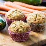 Muffins with zucchini and carrots .