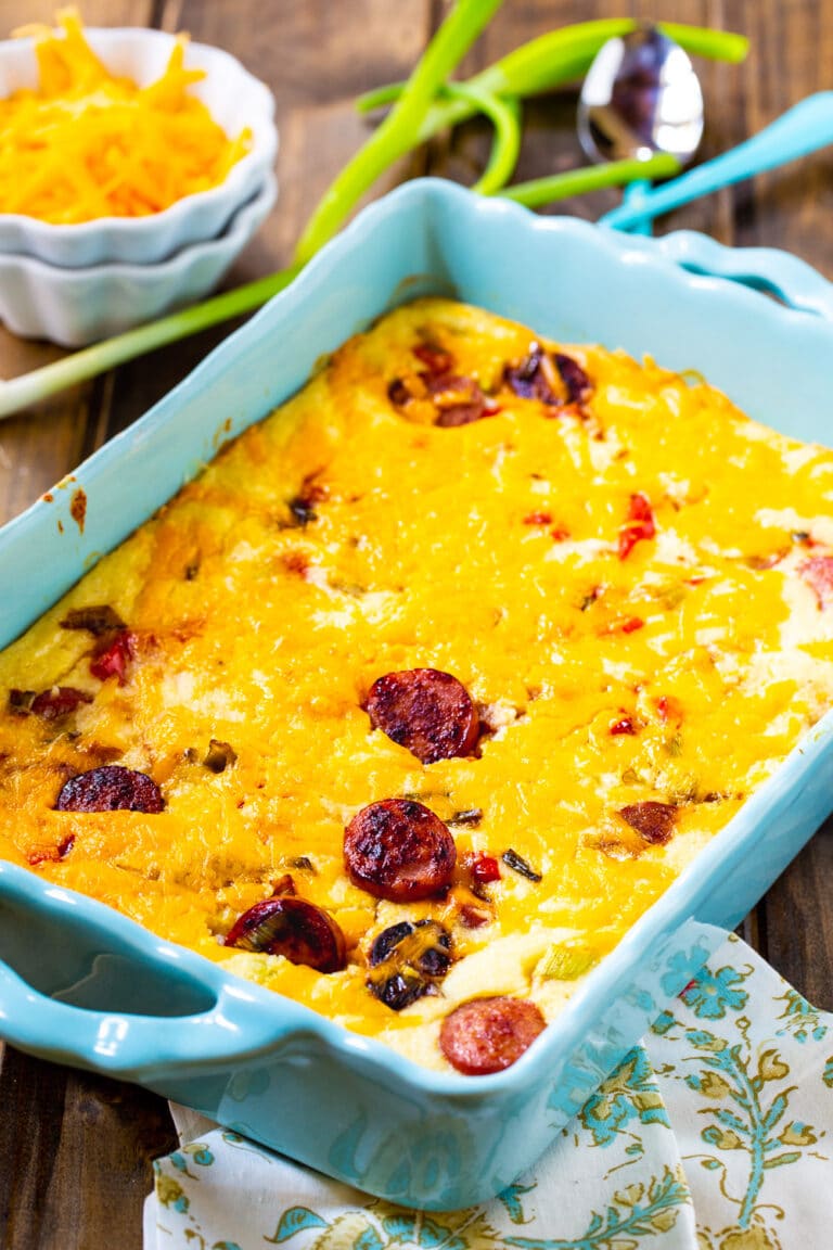 Cheesy Grits Casserole With Smoked Sausage Spicy Southern Kitchen