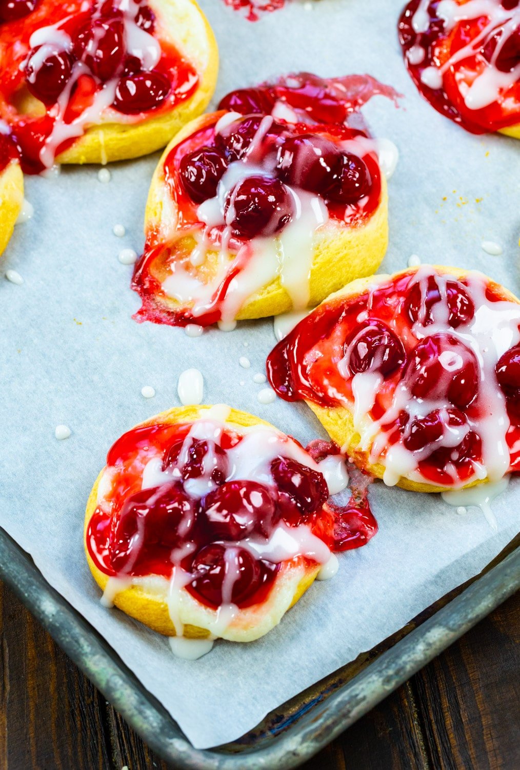 Easy Cherry Danishes on a baking sheet.
