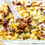 Mac and Cheese with chicken, bacon, & Ranch close-up