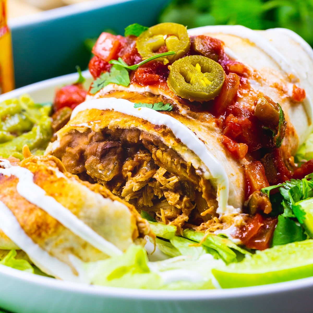 Chicken Chimichangas with Enchilada Sauce No chopping. No slicing. No knife  required!