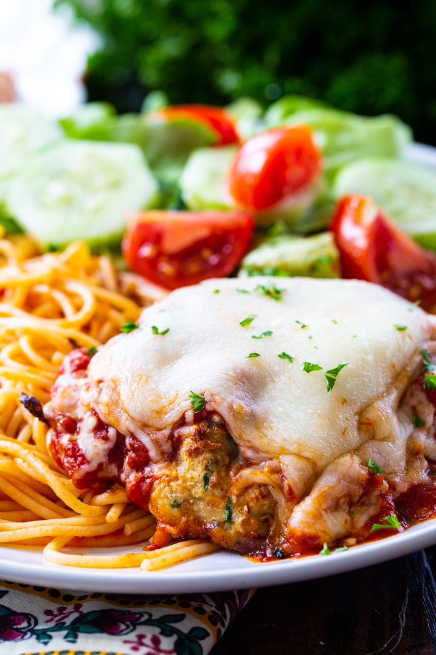 Chicken Patty Parmesan with spaghetti