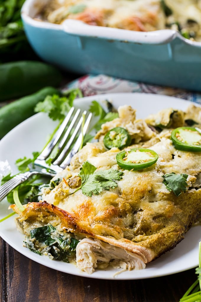 Creamy Chicken and Collard Green Enchiladas - Spicy Southern Kitchen