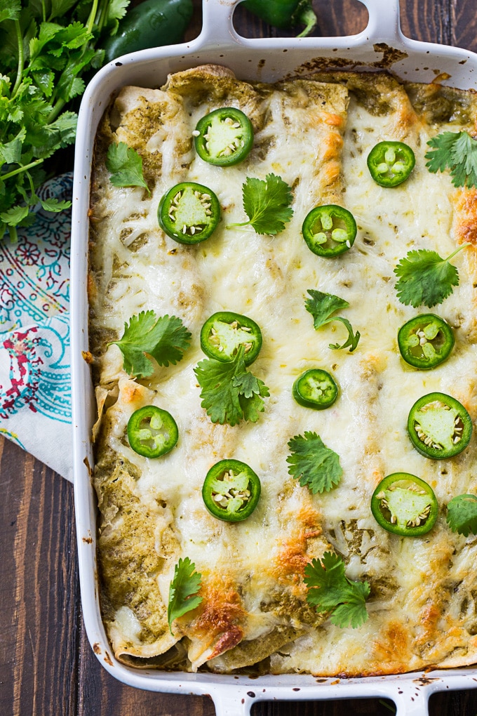 Creamy Chicken and Collard Green Enchiladas