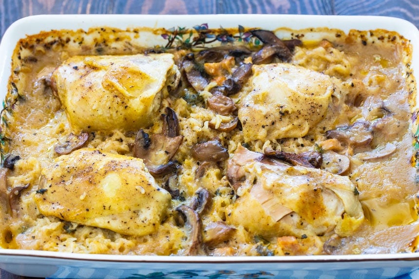 Baked Chicken and Rice with Bacon