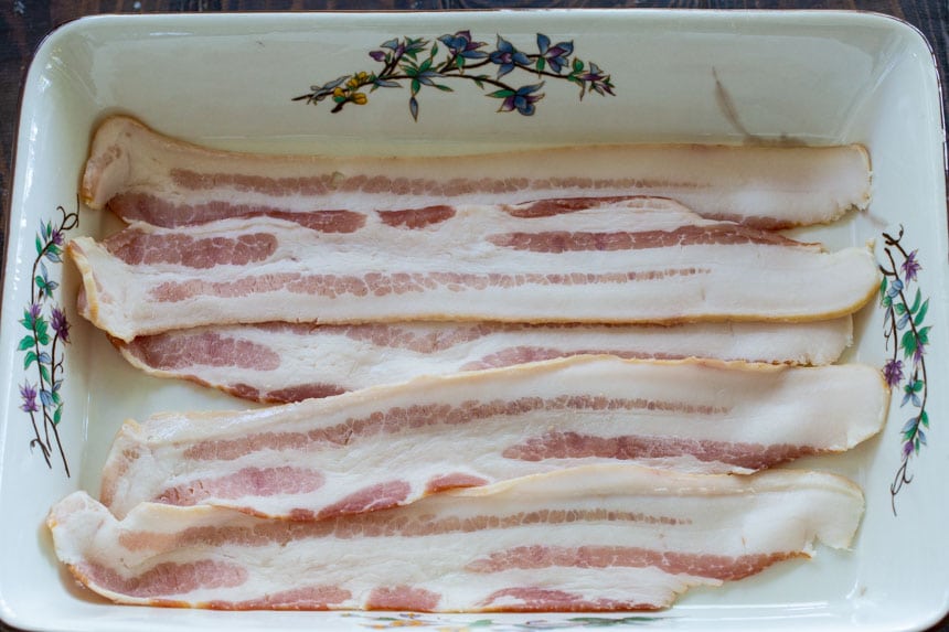 Layer Bacon in casserole dish