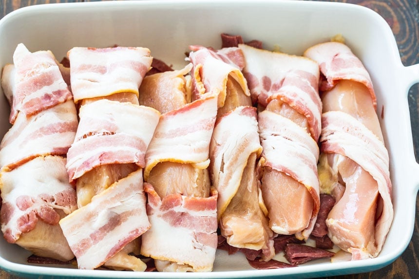 bacon wrapped around chicken