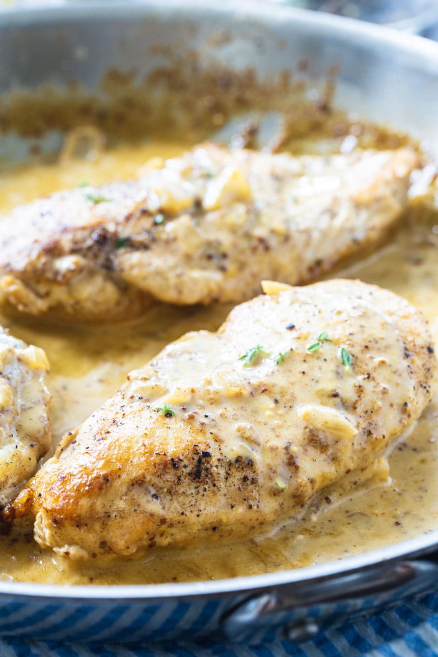 close-up of Chicken in Creole Mustard Sauce