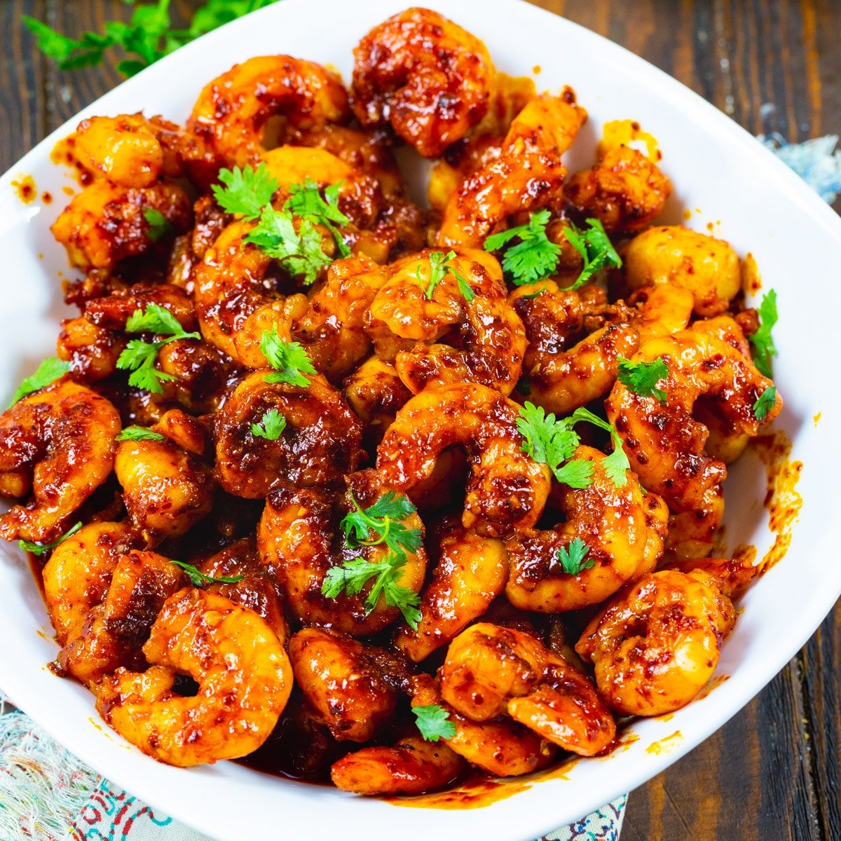 Bowl full of Chile and Garlic Shrimp