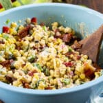 Chipotle Corn Salad in a large blue bowl.