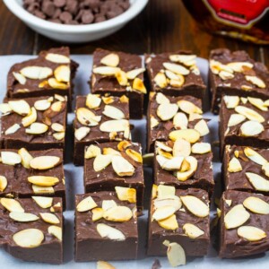 Fudge cut into squares.