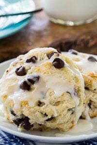 Chocolate Chip Biscuits with glaze