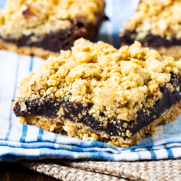 Chocolate Fudge Oatmeal Bars cut into squares.