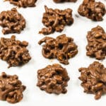Chocolate Clusters on parchment paper.