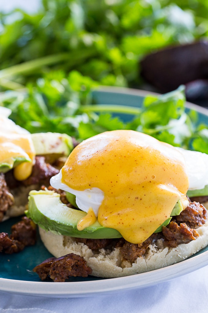 Mexican Eggs Benedict with chorizo