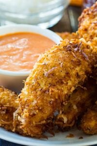 Coconut Chicken Fingers with dipping sauce