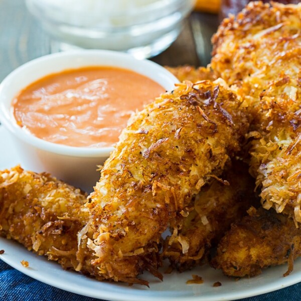 Coconut Chicken Fingers with dipping sauce