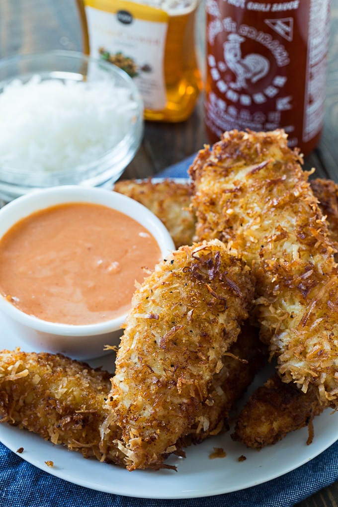 Coconut Chicken Fingers with dipping sauce