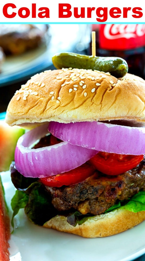 Cola Burgers with lettuce, tomato and onion
