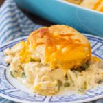 Easy Creamed Chicken topped with biscuit