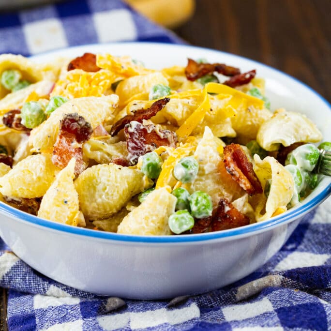 Creamy Pasta Salad with Peas and Bacon Spicy Southern Kitchen
