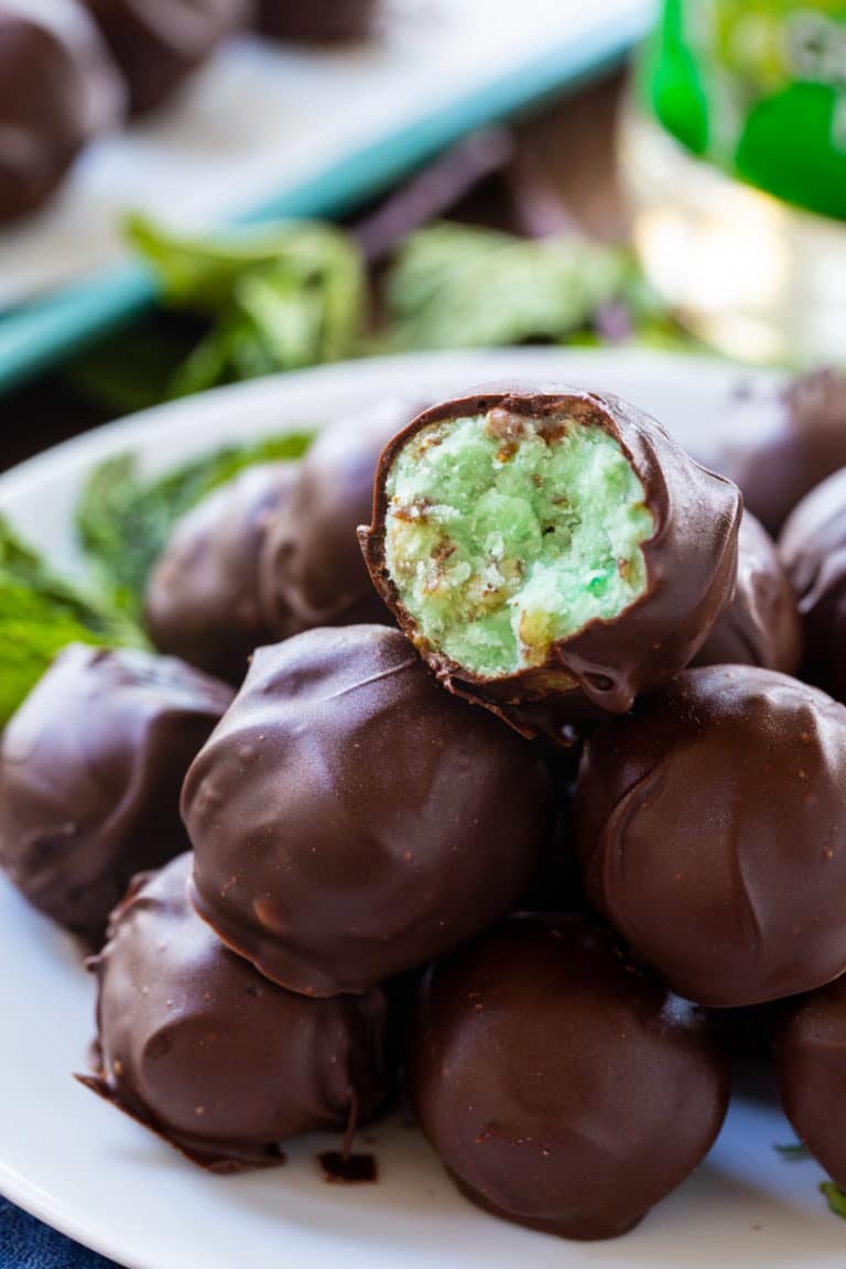 Creme de Menthe Truffles with a minty green middle