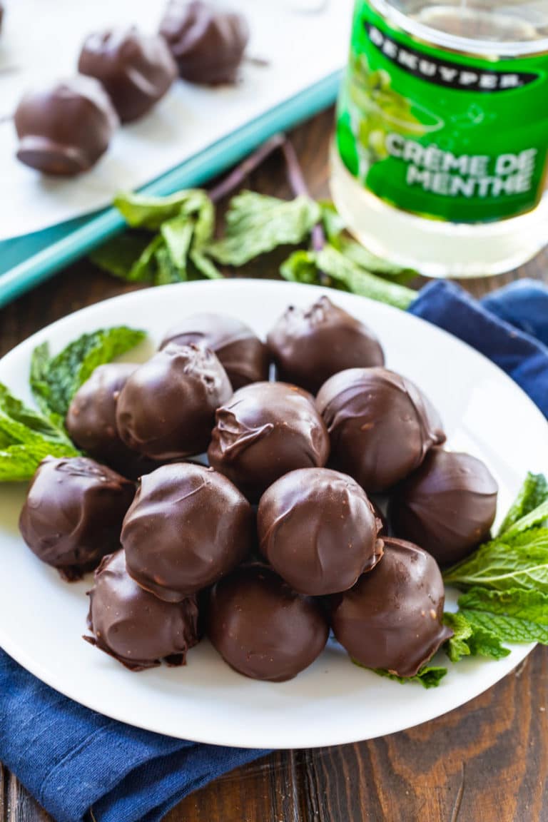 Creme de Menthe Truffles covered in chocolate