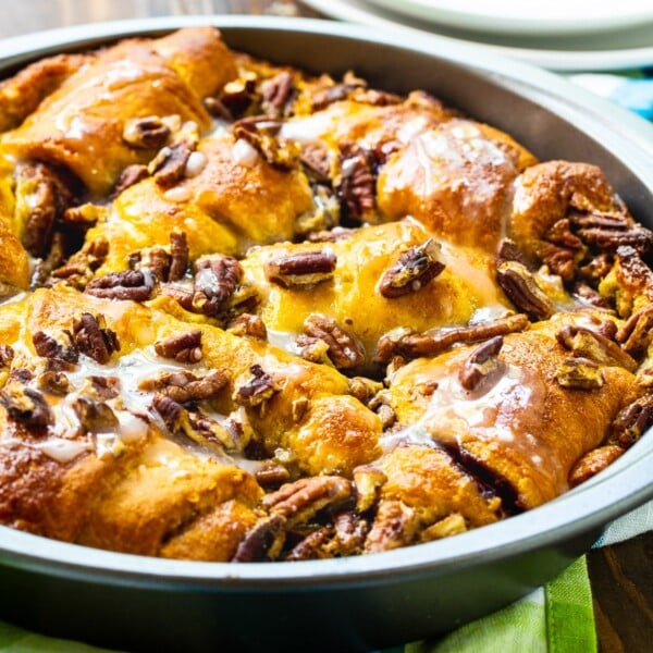 Crescent Roll Coffee Cake in a 9-inch cake pan.