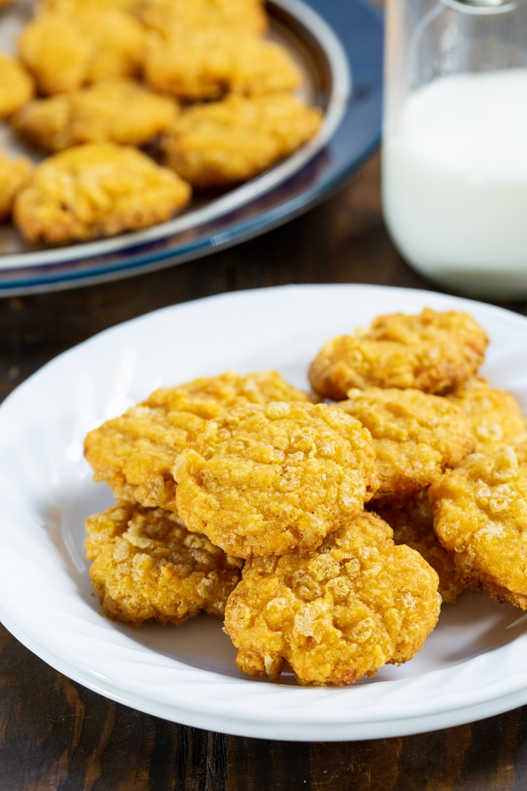 Close-up of Crispy Cheese Wafers.