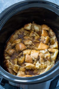Crock Pot Bread Pudding with Buttered Rum Sauce - Spicy Southern Kitchen