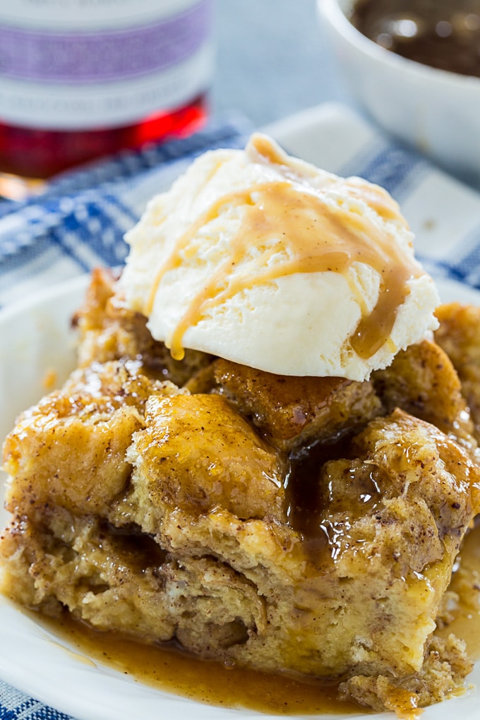 Crock Pot Bread Pudding with Buttered Rum Sauce