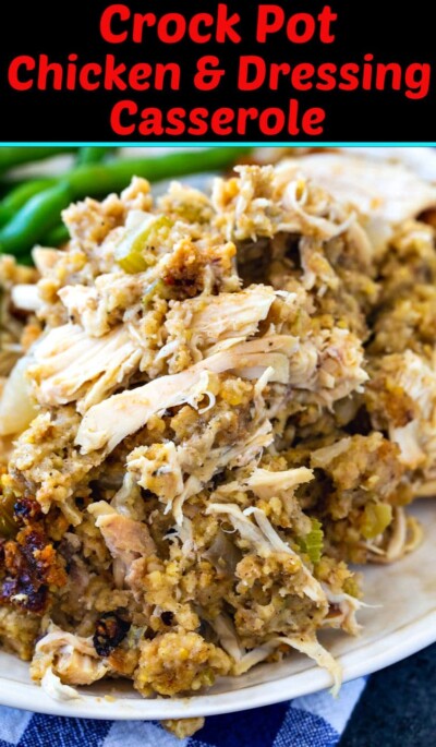 Crock Pot Chicken and Dressing Casserole - Spicy Southern Kitchen