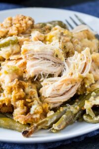 Crock Pot Chicken and Stuffing Casserole with Green Beans