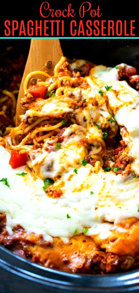 Slow Cooker Spaghetti Casserole - Spicy Southern Kitchen