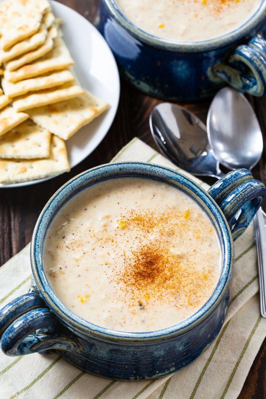 Crab and Corn Chowder with Saltines