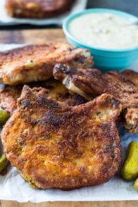 Fried Pork Chops with Pickle Juice Gravy - Spicy Southern Kitchen