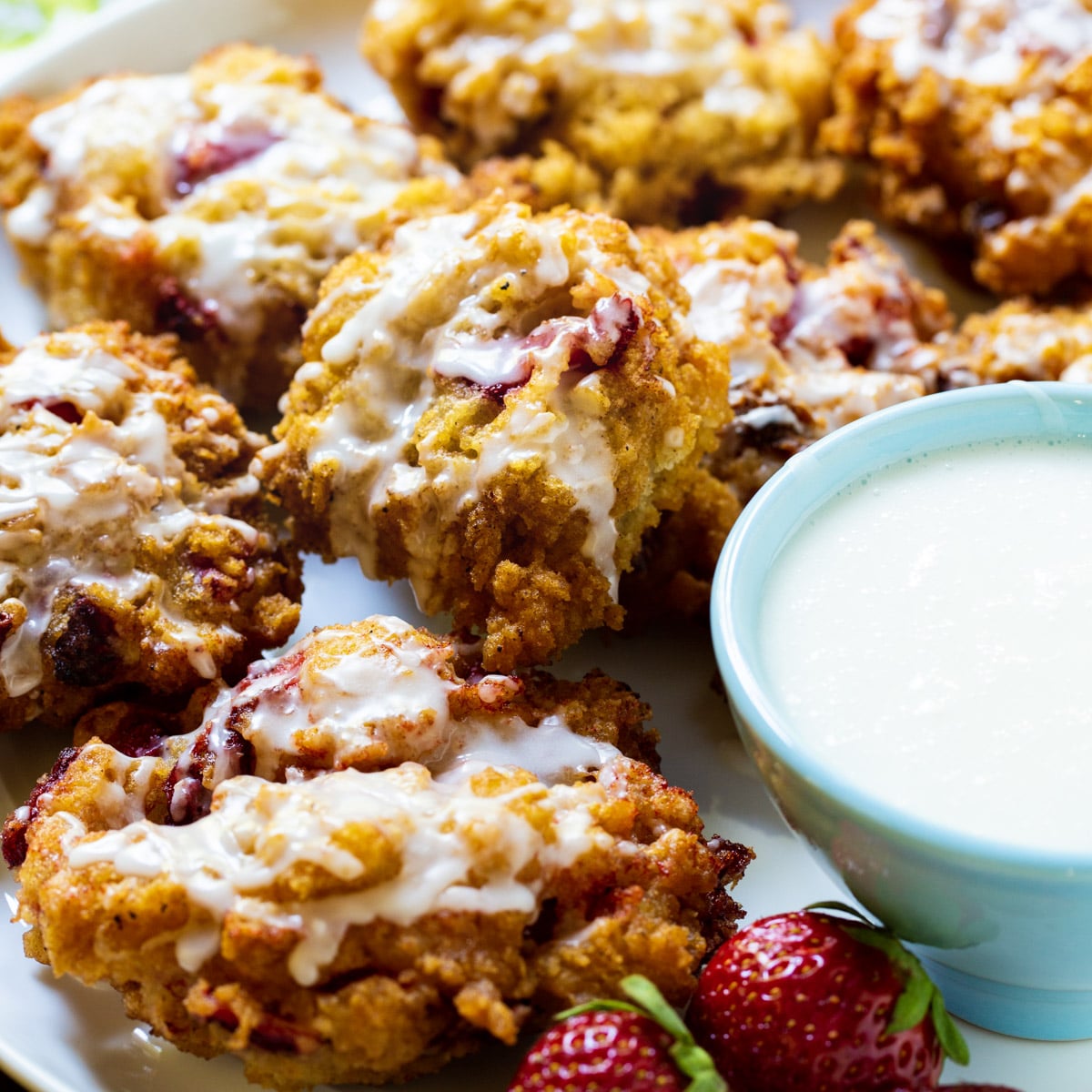 Glazed Strawberry Fritters