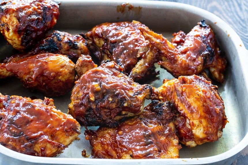 Grilled BBQ Chicken in a pan
