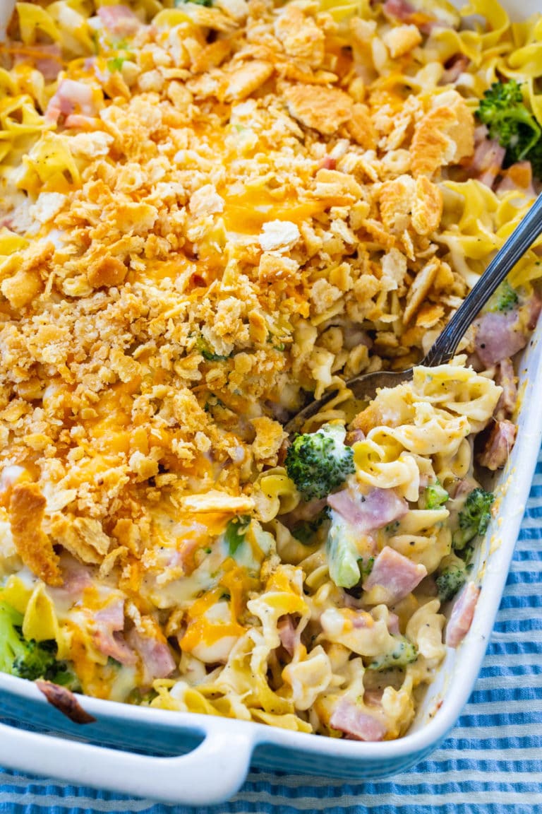 Ham and Noodle Casserole with Broccoli - Spicy Southern Kitchen