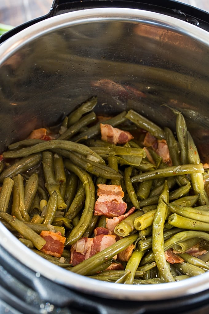 green beans and bacon in Instant Pot