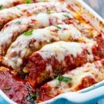 Italian Meatloaf cooked in tomato sauce.